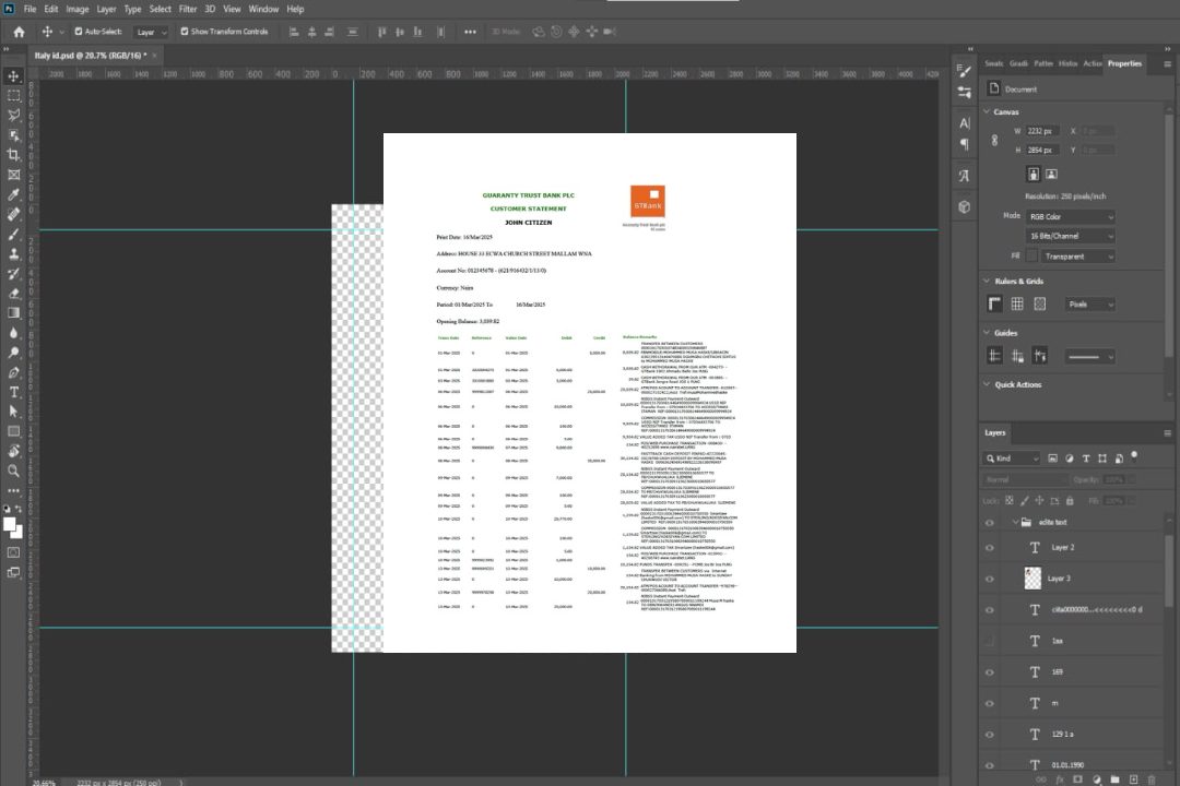 Nigéria Guaranty Trust Bank Plc Relevé de compte Modèle Word et PDF, version 2 template